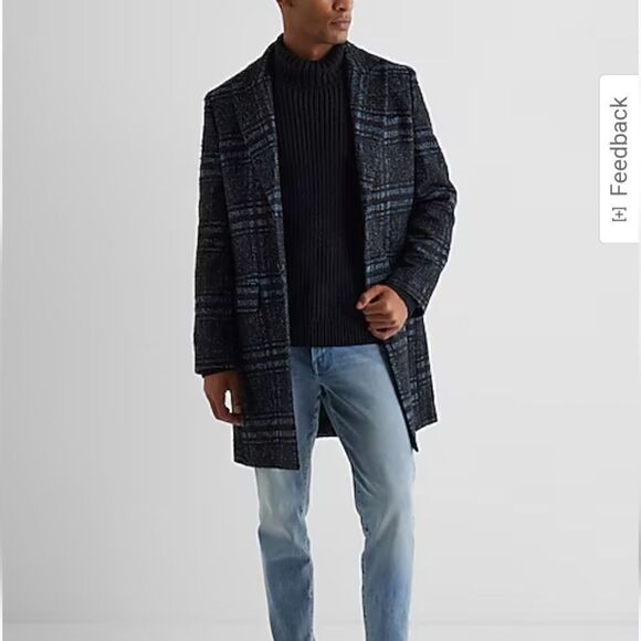 ExpressâPlaidâWool-BlendâTopcoatâsizeâM - Picture 7 of 9